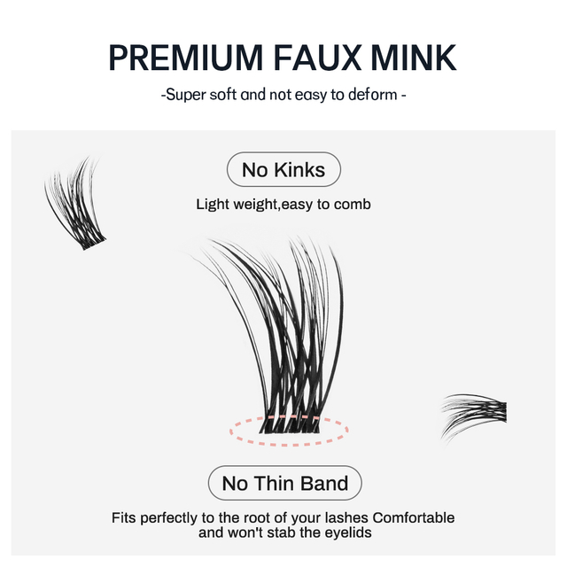 10-14mm Individual Cluster Eyelash Extensions Korea PBT Fiber DIY Lashes